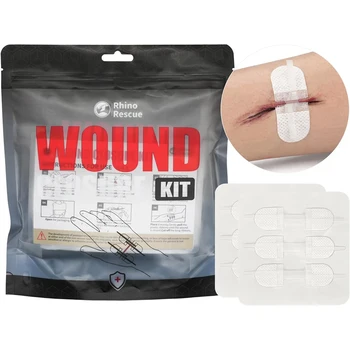 RHINO RESCUE Zip Stitch 6pcs with Wound Dresssings, Wound Closure Strips, Zipstitch Laceration Closure Kit for Cut Care Band-aid 1