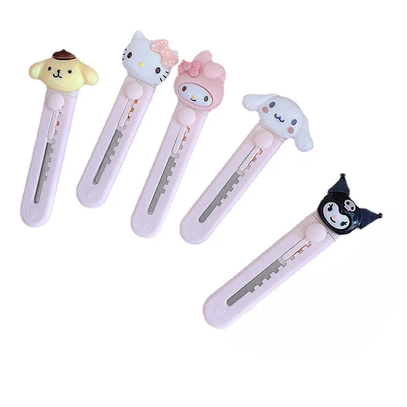 Cute Sanrio Art Knife Kawaii Melody Kuromi Hellokitty Cinnamoroll Anime Paper Cutter Student Utility Tool Kids Stationery Gift sanrio hellokitty mymelody kuromi purin cinnamoroll marudata cable protective sleeve anti break apple android charging cable