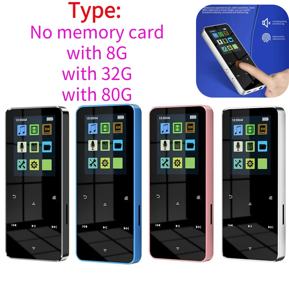 1.8 Inch TFT MP4 Player mp4 player music player mini media player Walkman USB 2.0 3.5mm Jack Bluetooth-compatible 5.0 Mute Video Walkman With E-book Recording for Student