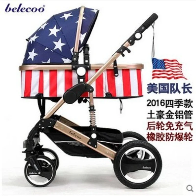 

Belecoo High Landscape Baby Stroller Can Sit Lie Down Fold Two-way Four-wheel Shock Absorber Baby Stroller