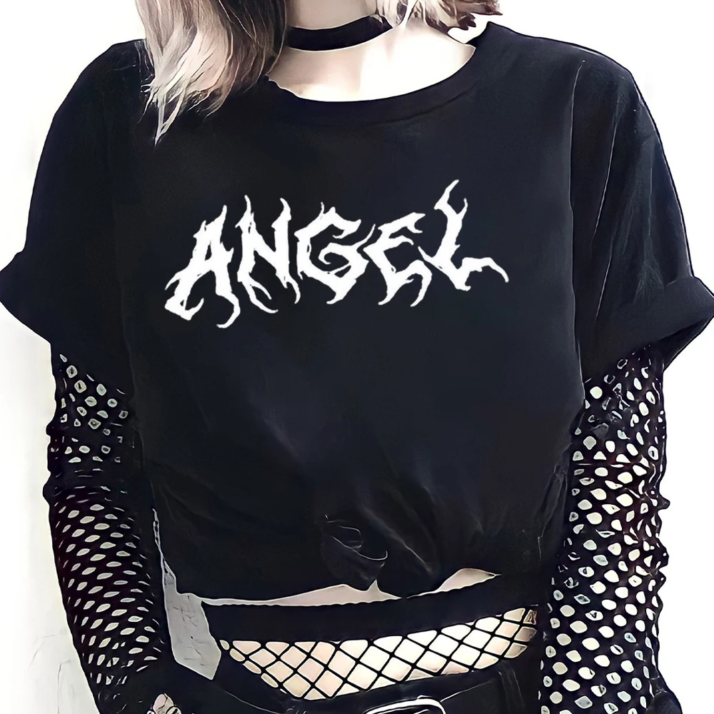 Retro Gothic Cross Short Sleeved T Shirt Women Loose Tee top Summer Clothes Y2k Tops mujer T-shirt aesthetic graphic t shirts