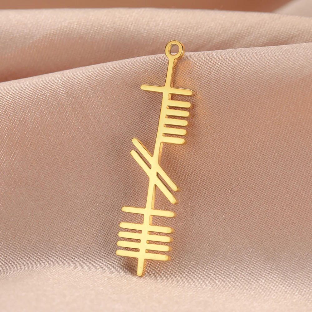 Dawapara Antiker Irischer Ogham-Anhänger für Schmuckherstellung Baum-Alphabet Nordische Accessoires Edelstahl – Detail 16