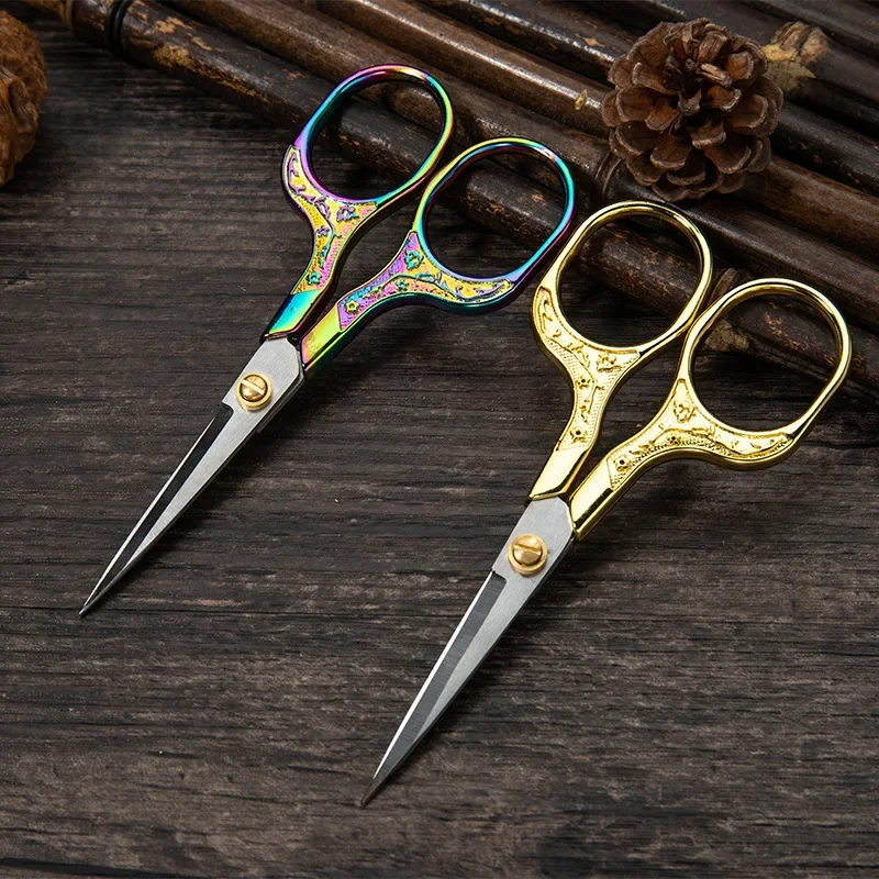 Sewing Scissors Vintage Stainless Steel Fabric Cutter Embroidery Plum Blossom Pattern Tailor Thread Sewing Tool