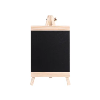 Lavagna in legno di pino con cavalletto per disegni, appunti e messaggi, con gesso nero per scrivere sul desktop.