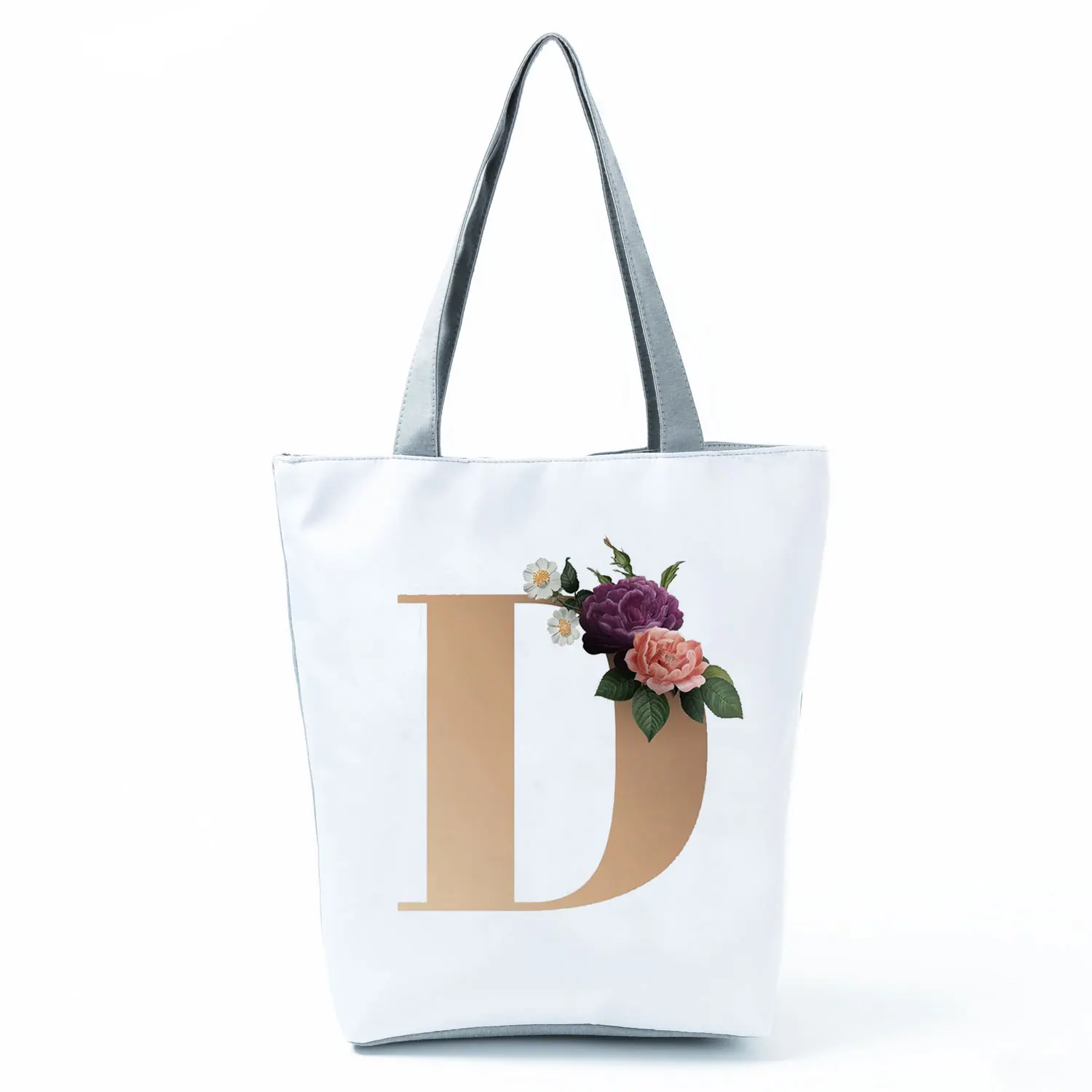 best women's bags for work Floral Letter Shopping Bags Customizable Bag Simple Large Designer Handbags Shoulder Canvas Shopper for Groceries Sac Tote black tote bag