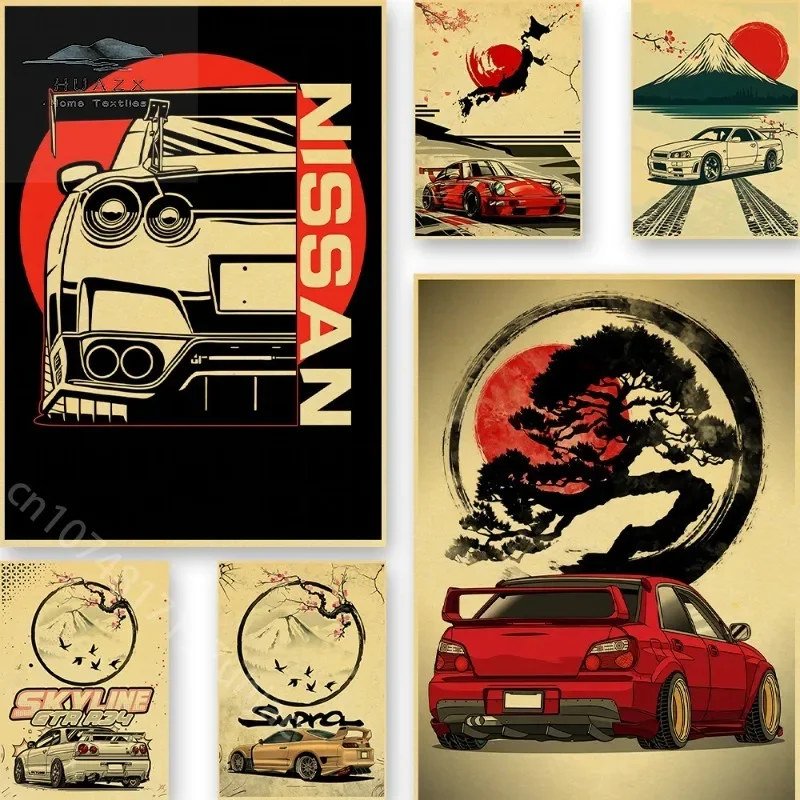 

Nissan Skyline JDM Авто крафт-бумага Япония Гонки классический Декор для дома жизни плакат Винтаж Высокое качество печать декор комнаты