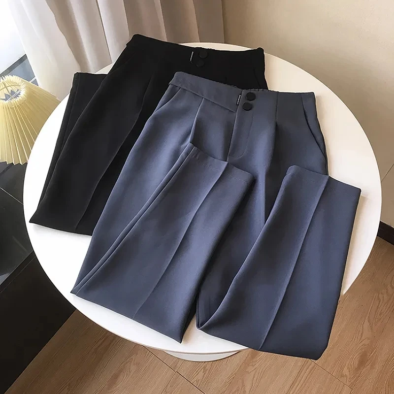 Description Picture 5 of itemCasual High Waist Suit Pants Women Ankle Length Harem Trousers Office Lady Work Pantalones Solid Color Baggy Pant Mother Springg