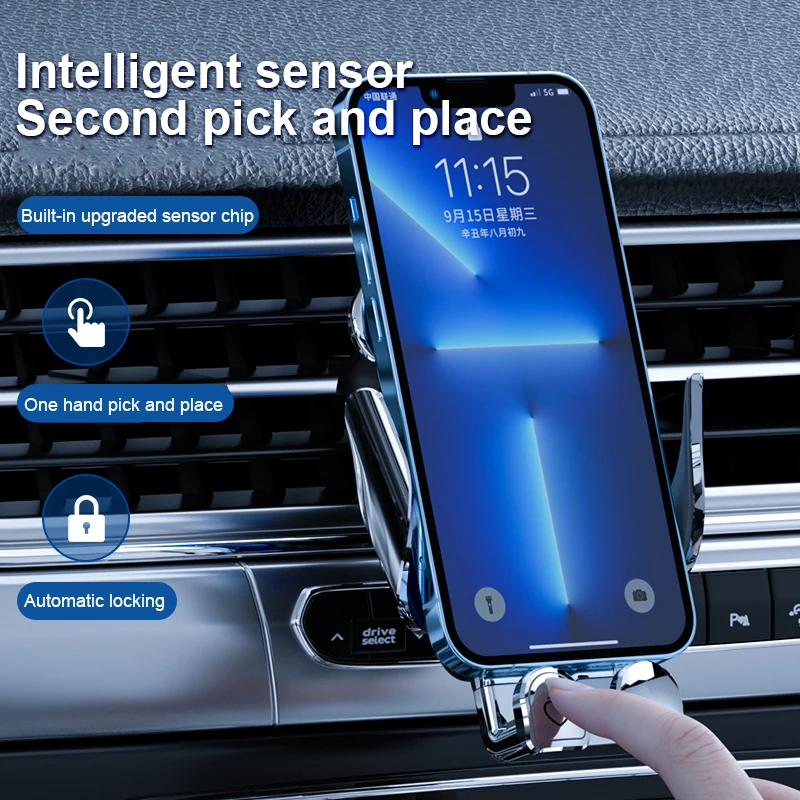 Car Mobile Phone Holder Support 15W Wireless Fast Charging Holder In Car Cell Phone Auto Acessories car phone holder