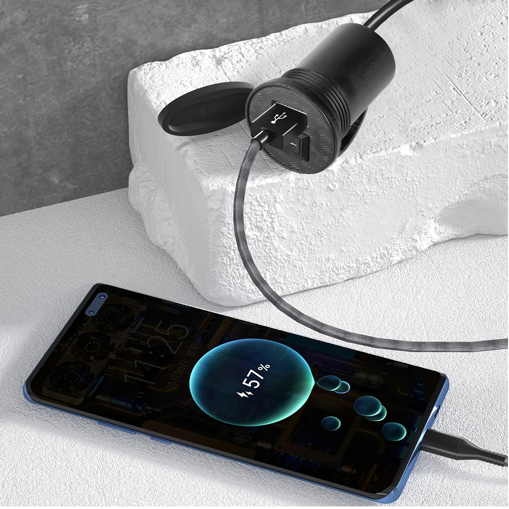 Waterproof Motorcycle Handlebar USB Charger with Power Adapter
