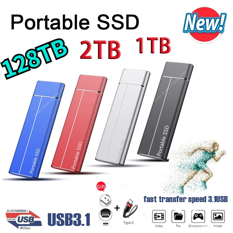 

4TB 2TB 1TB 500GB External Soild State Drives Portable SSD High Speed USB3.1 Type-C Interface Data Storage Disks for Laptops PC