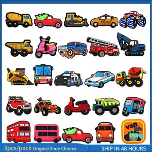 3 Pcs Set Cars PVC Shoe Charms Truck Buses Motorcycle Bike Shapes Shoe Accessories Jeans Clog Pin Unisex Shoe Buckle Decorations