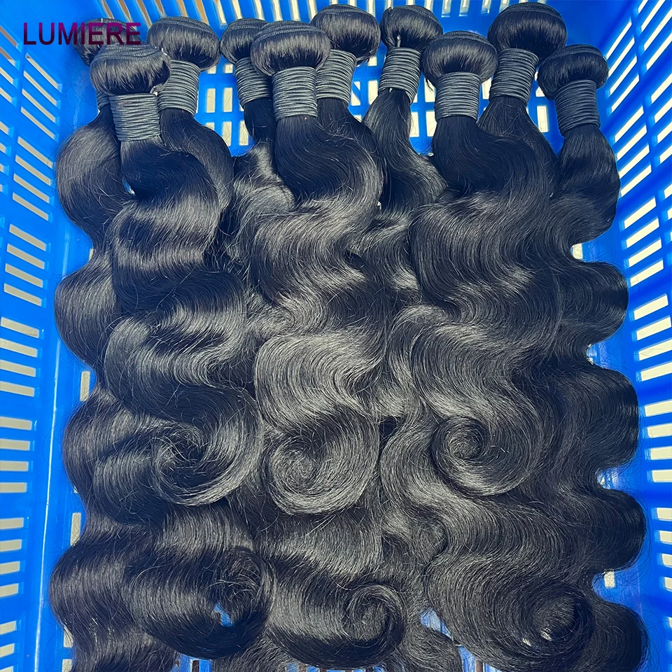 30 40 Inch 15A Body Wave Human Hair Bundles 100% Virgin Raw  Deep Water Wave Human Hair 1 3 4 Bundles Double Weft Hair Extension