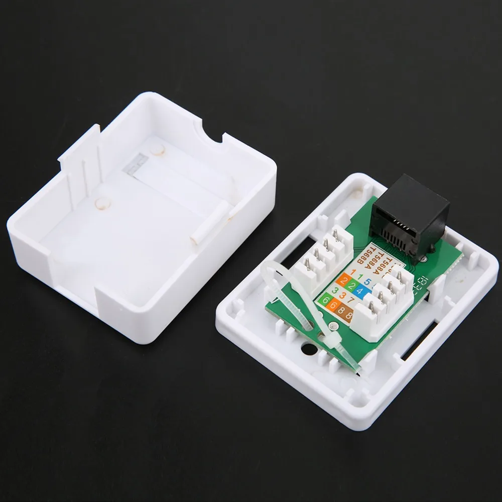 2Pcs Cat6 RJ45 표면 장착 박스 RJ45-8P8C 단일 포트 장착 박스 ABS 비차폐형 Cat6 장착 박스 네트워크 설치