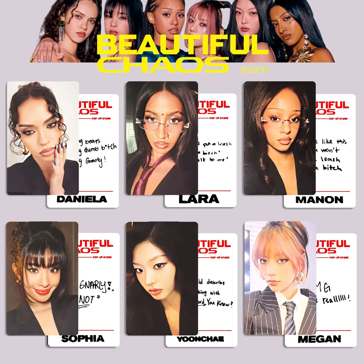 32 Autocollants + 60 Cartes Photo Katseye – Ensemble Fan, Stickers PVC Imperméables, Réutilisables