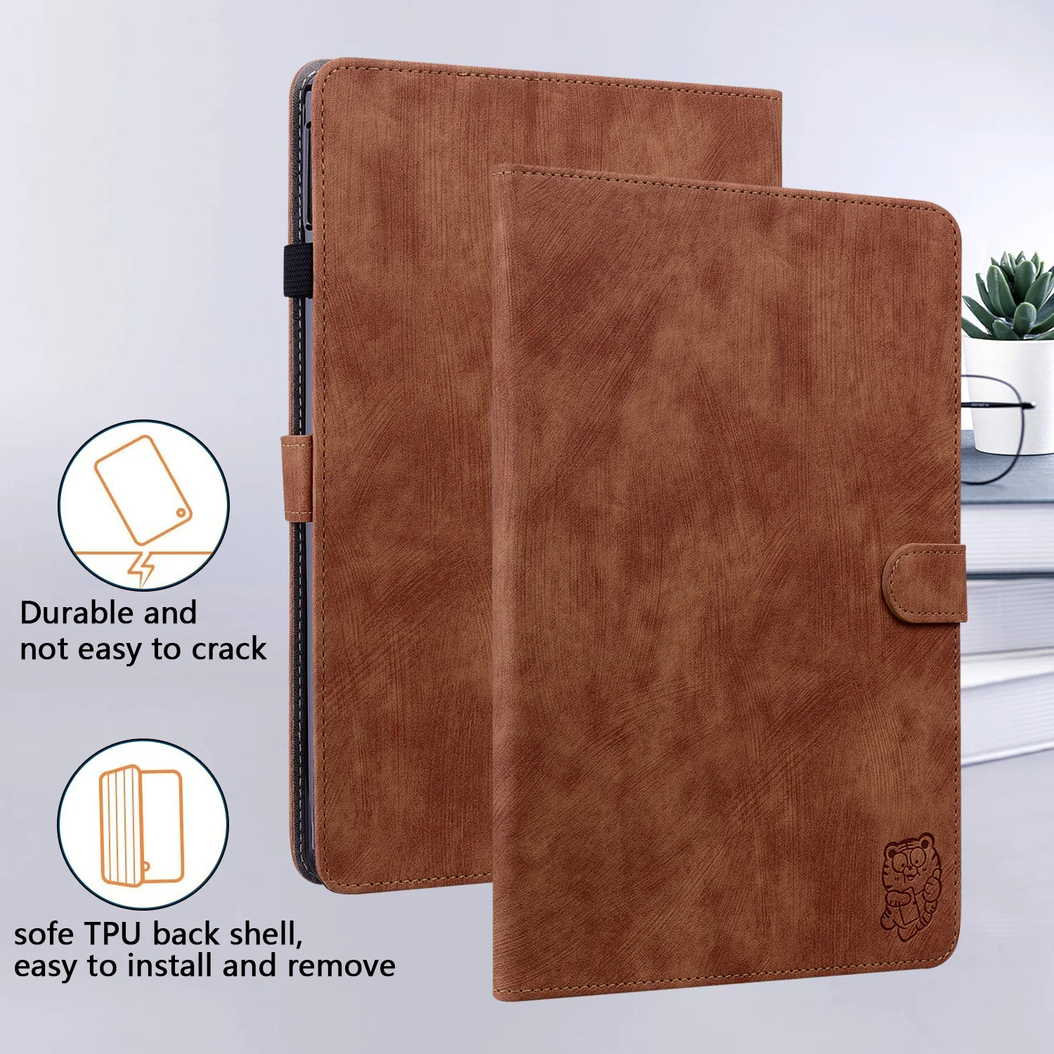 Premium PU Leather Cute Tiger Tablet Case - 11-Inch Cover
