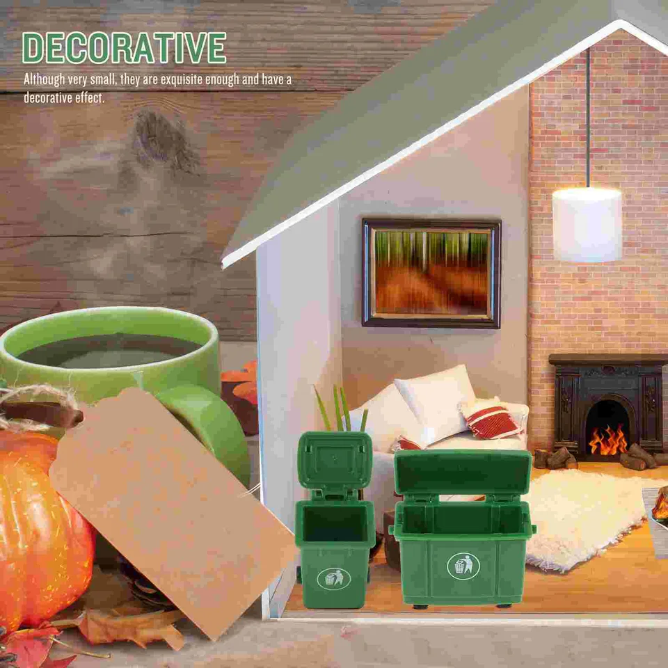 Miniatura per casa delle bambole in scala 1:12, bidone della spazzatura verde, accessorio da giardino. - Italia
