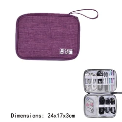 Waterproof Portable Travel Cable Organizer Case - Digital Accessories Storage Bag (1 Layer Purple - S)