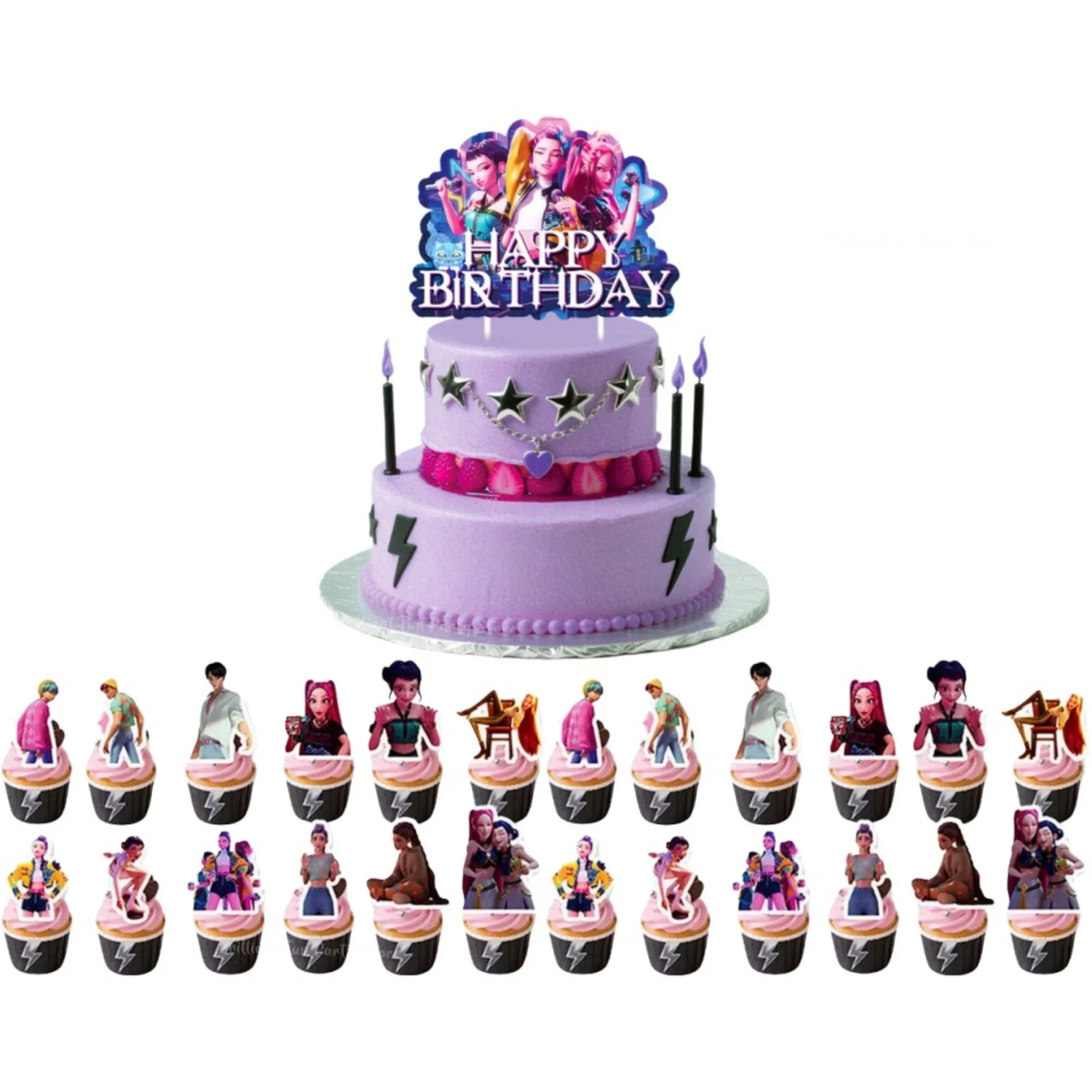 Anime KPop Demon Hunters Birthday Party Supplies Cartoon Balloon Cup Plate Napkins Tablecloth Banner Kids Gift Favor Decor