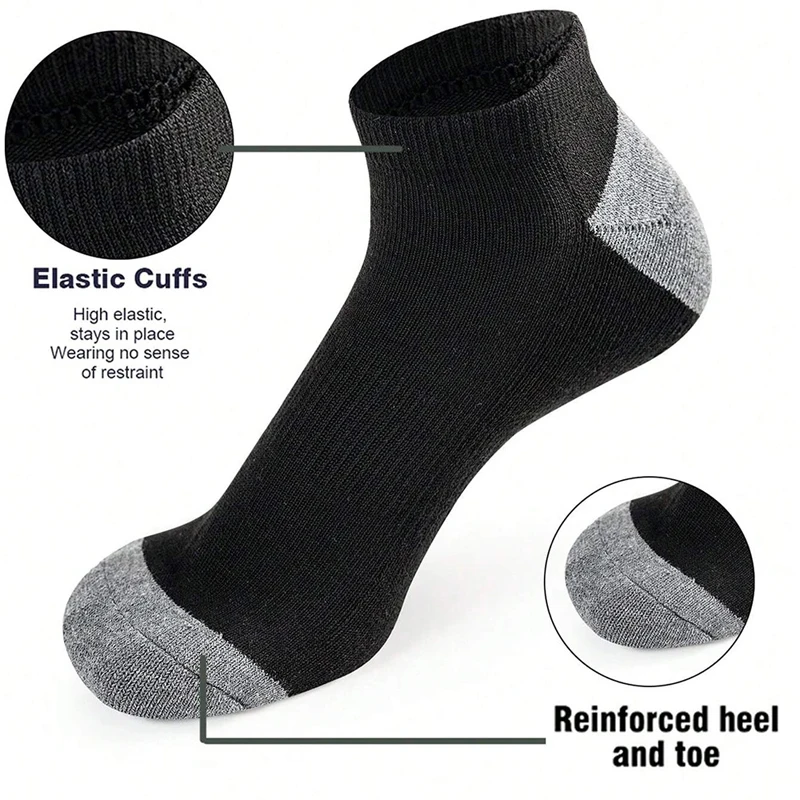 5 Pairs Ankle Running Socks Men Solid Sweat Absorbing Short Socks Comfortable Breathable Low Cut Sport Socks