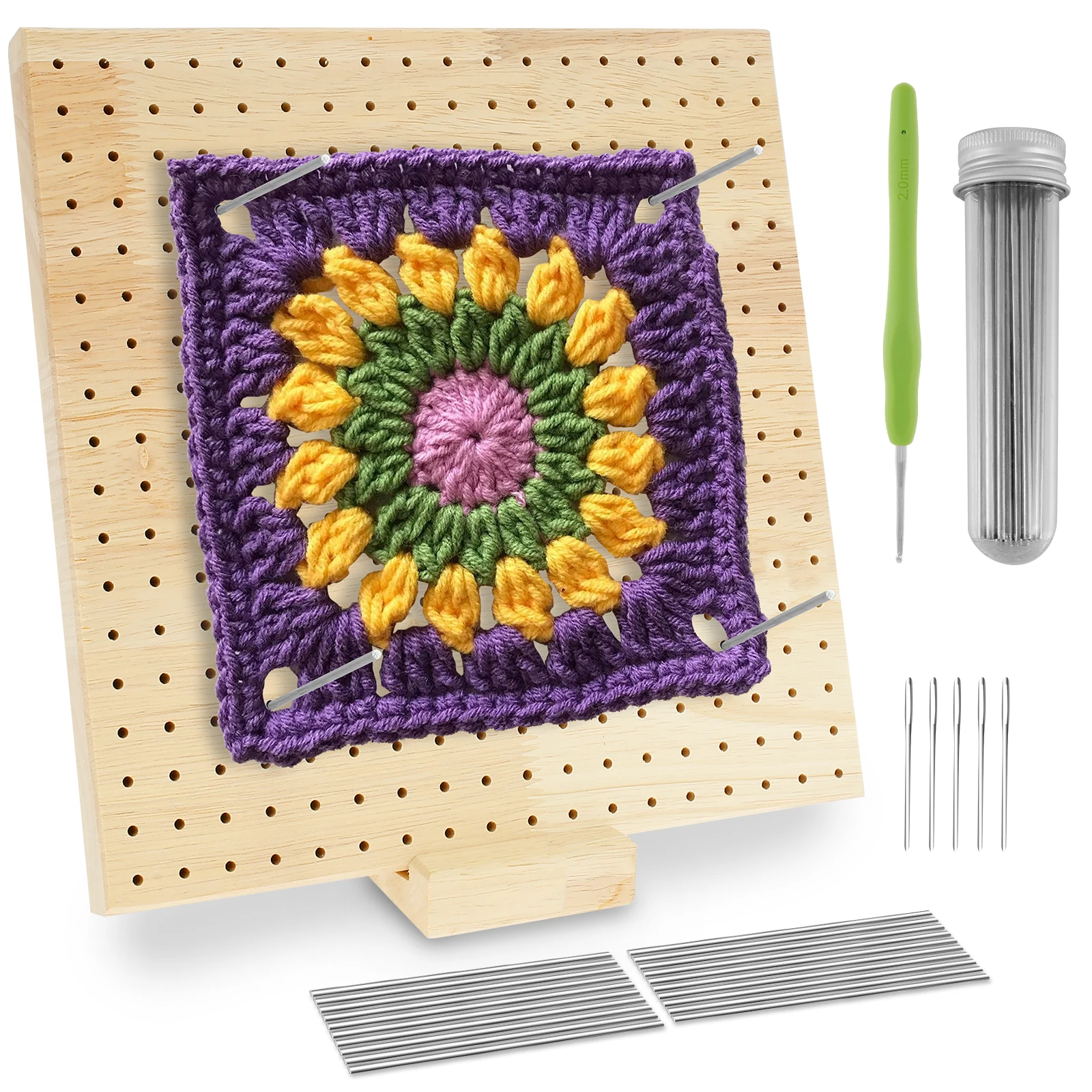 Wood Craft Board Wood Craft Accessories Wood Craft Material Wooden Crafts Wooden Blocking Board Wood Crafts Wooden Crochet Blocking Board Kit Granny Square Knitting Blocking Mat Set