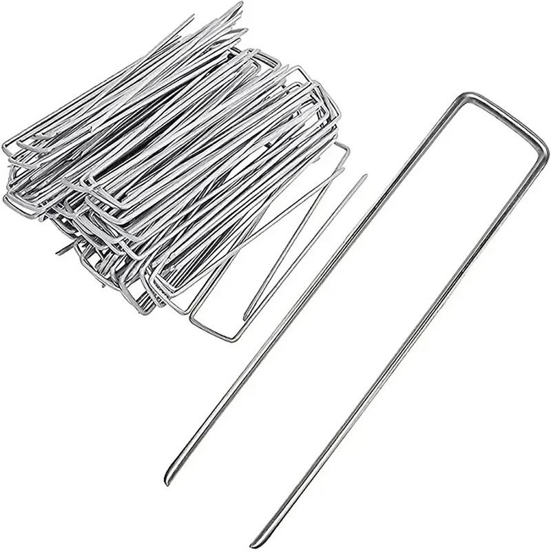 Landscape Staples 50pcs U-Shaped Garden Pins Garden Stakes Staples Heavy Duty Yard Lawn Tent Stakes Securing Pegs For Weed Ba garden staples