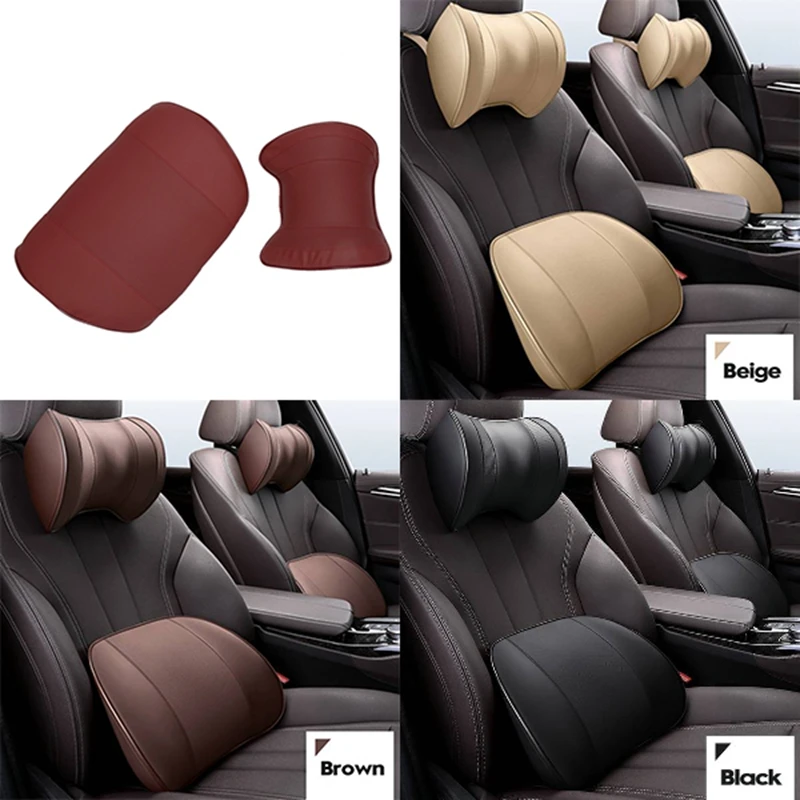 

2Packs Car Pillow & Back Support Cushion With Adjustable Strap Neck Pillow Back Cushion Memory Cotton