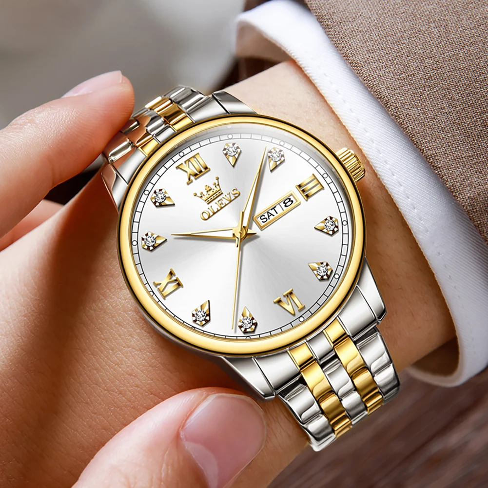 OLEVS New Mens Watches Top Brand Luxury Quartz Watch for Men Sport Waterproof Week Date Wrist Business Watches Relogio Masculino