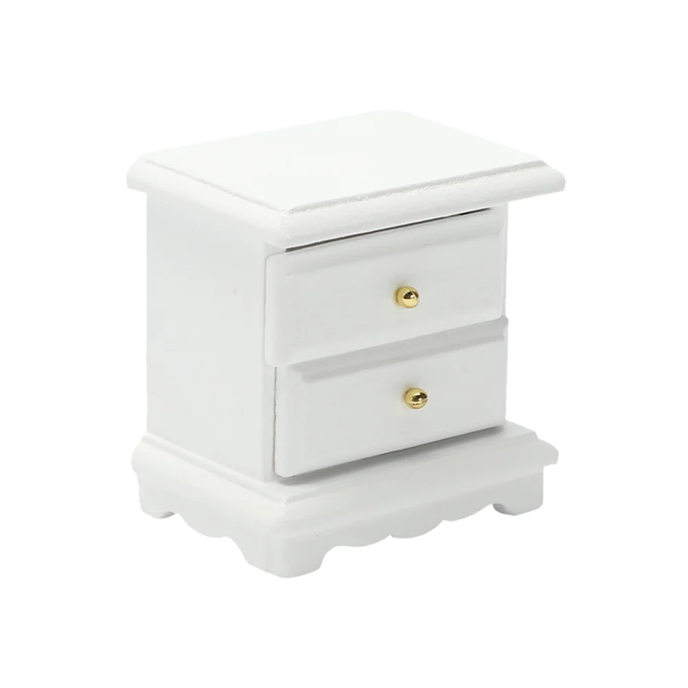 1: 12 Miniature Wooden Furniture: Wood Cabinet with Drawers Fairy Home Decoration Unpainted DIY Accessories