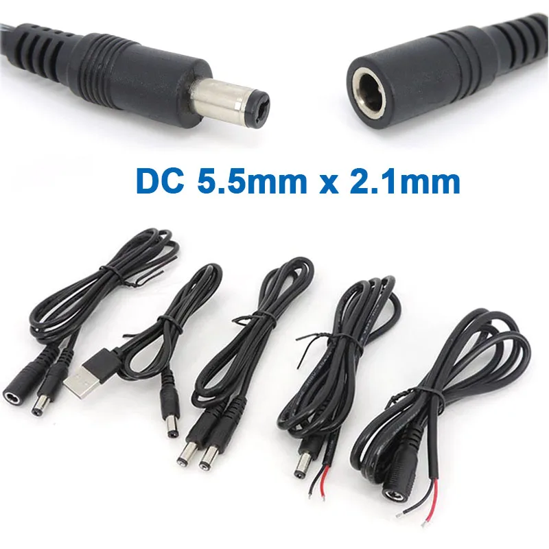 

DC Power Charging Cable Charge Cord 5.5x2.1mm DC Jack Plug Male Female Connector Wire
