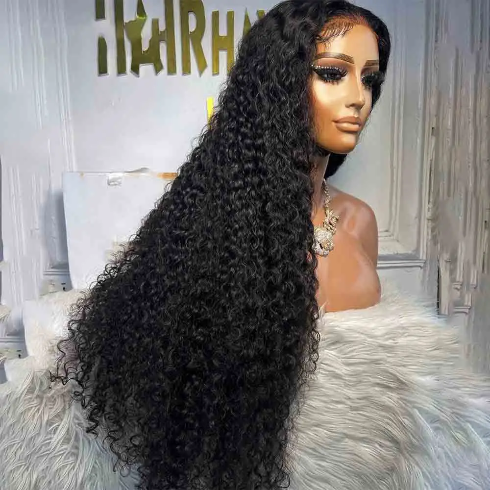 

Natural Black Long Soft 26Inch 180Density Kinky Curly Lace Front Wig for Women BabyHair Glueless Preplucked Daily Heat Resistant