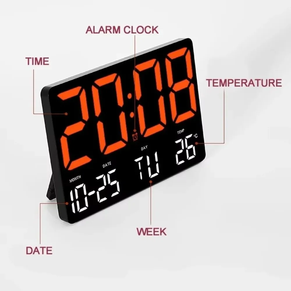 Large Screen Display LED Digital Wall Clock Date Display Temperature Display Digital Alarm Clock Remote Control