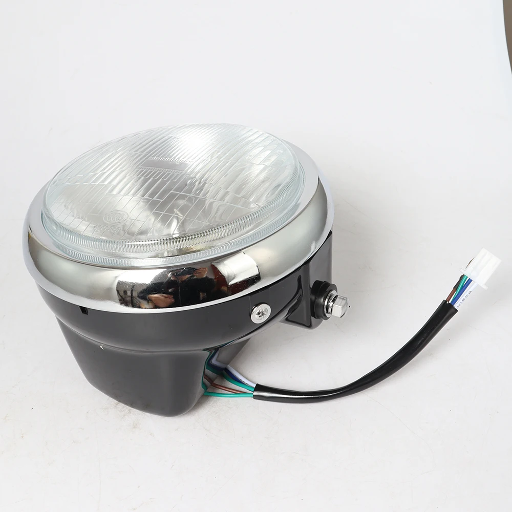 Universal Round Motorcycle Headlight Lamp with High-Low Beam, 12V