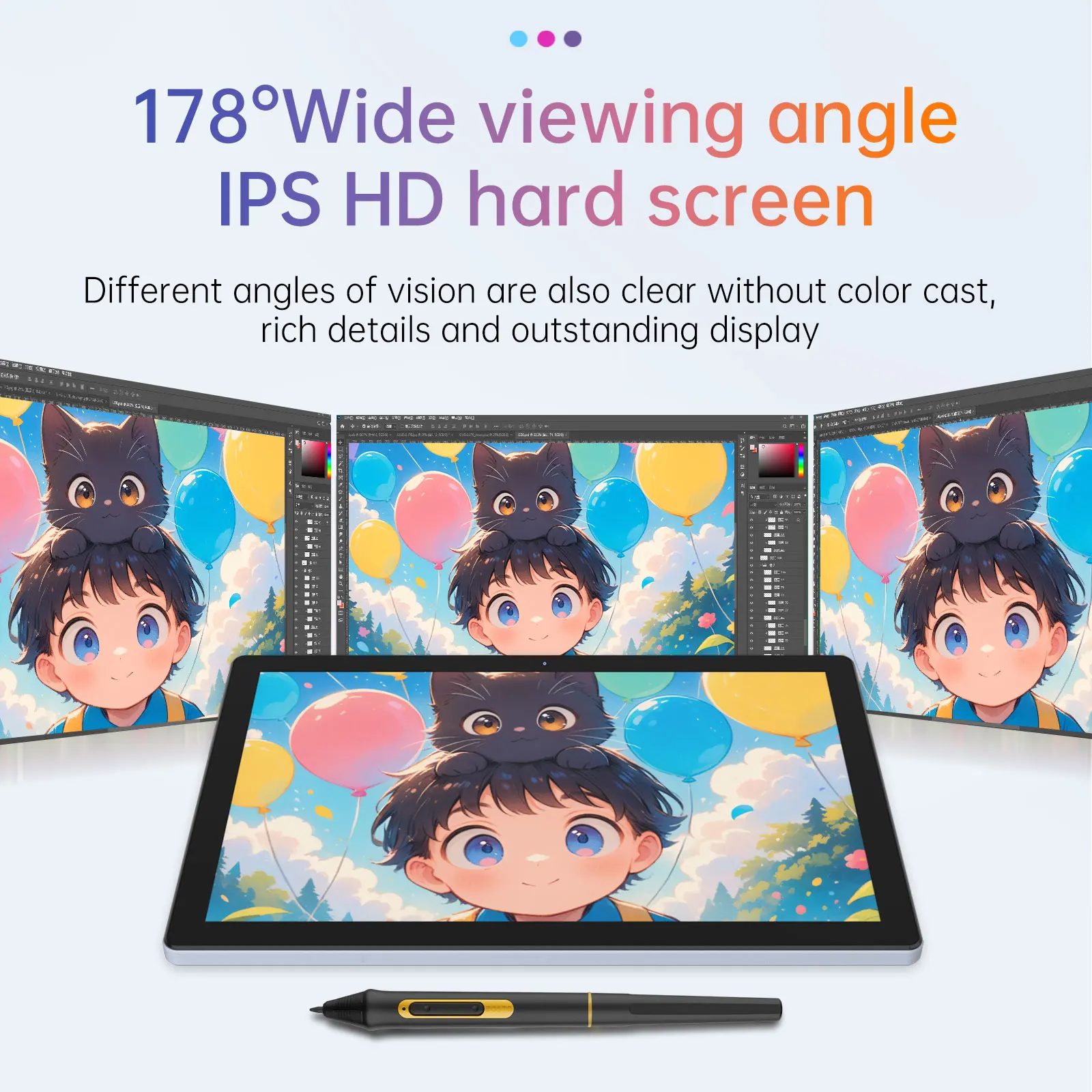 휴대용 그래픽 드로잉 태블릿 BOSTO BT-101A10.1인치 IPS 스크린 디..