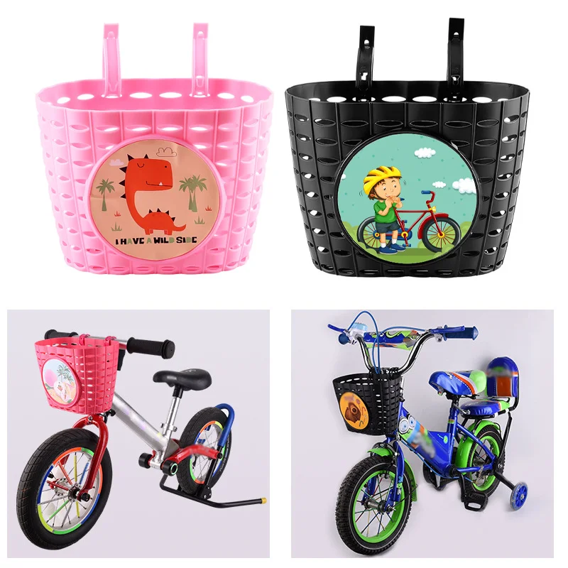 Kids Bicycle Front Handlebars Bags Waterproof Plastic Bike Panniers for Boy Girl Cycling Generic Bike Basket Set with Stickers bike bag bicycle bag bicycle basket bike accessory tools storage bag