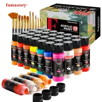Fantastory 28 Classic Colors Acrylic Paint Set, Professional Craft Paint With 12 Brushes, Suitable for Wood/ Stons/ Model/ Rock 1