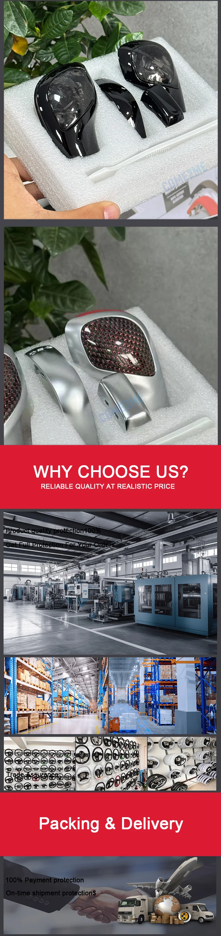 Car gear lever upgraded with multi-color carbon fiber material suitable for Volk