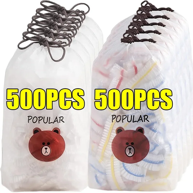 500/100pcs Disposable Food Covers Plastic Elastic Fresh-keeping Seal Caps Food Cover Shoe Cover Packaging Wraps Bags Wholesale