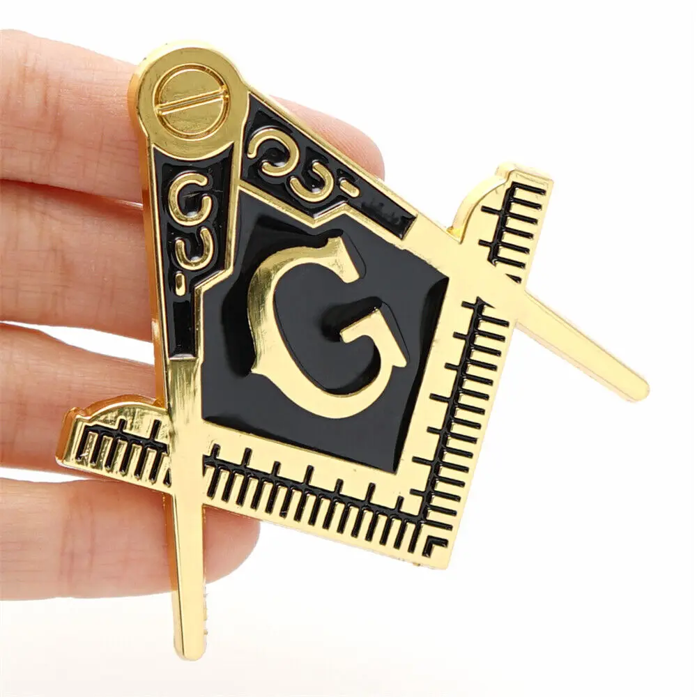 Gold Black Freemasonry Free and Accepted Masons Car Sticker BadgeTruck Body Fender Emblem