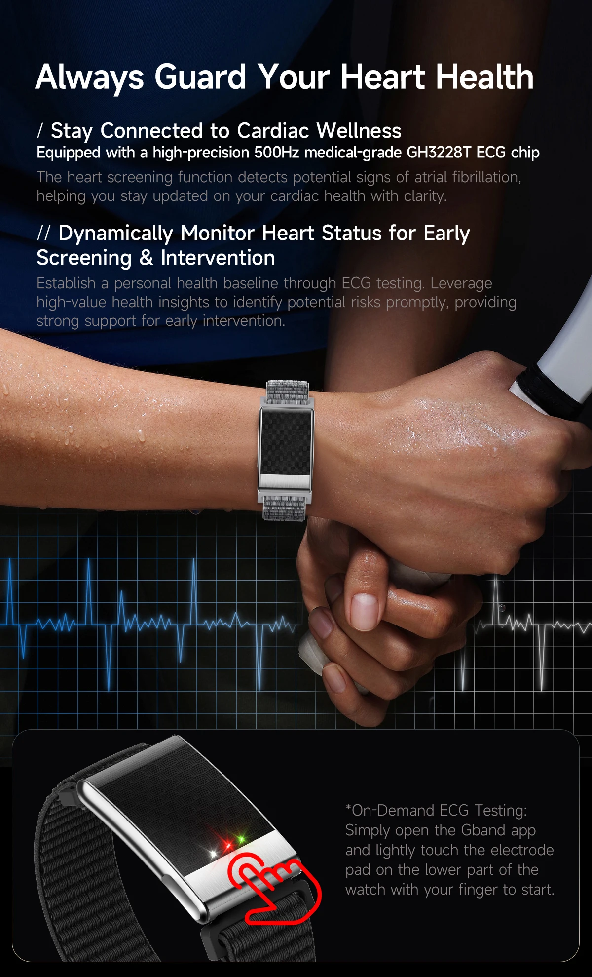 New No Screen Health Bracelet Precise Heart Rate Blood Pressure ECG Monitor Call Reminder Smart Watch Sport Band Fitness Tracker
