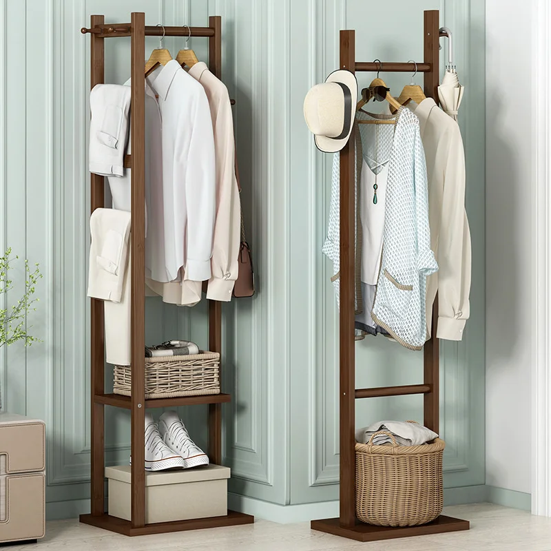 Simple Standing Coat Rack Floor Bedroom  Clothes Hooks Multifunctional Solid Wood Porch Rack For Coats for Organized Entryways