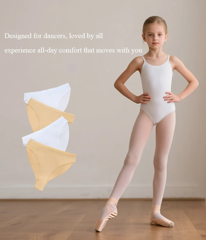 Tanzslip mit hohem Schritt für Damen, weiche, atmungsaktive Baumwollunterwäsche für Kinder und Mädchen, solide kurze Unterhose – Detail 10