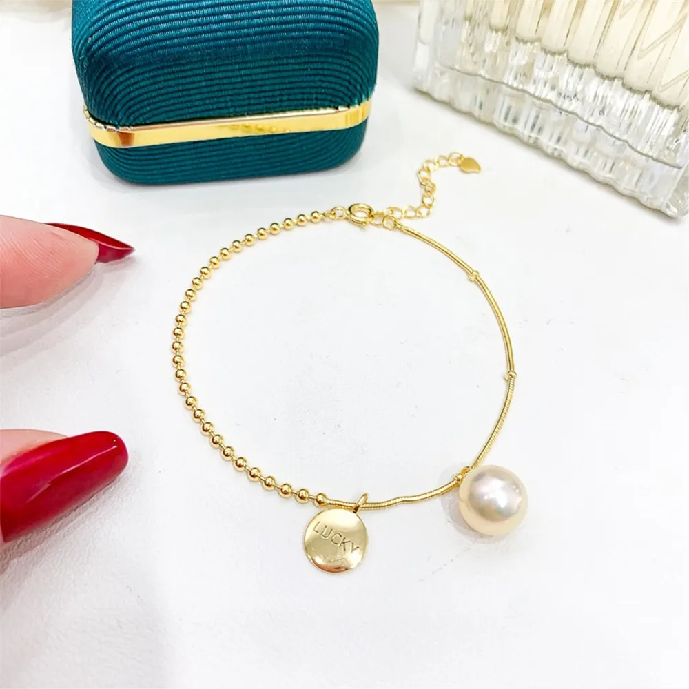 

Жемчужные аксессуары «сделай сам», браслет из стерлингового серебра 925 пробы, пустой держатель, Модный золотой серебряный браслет, подходит для 7-10 мм, Круглый, овальный, S109