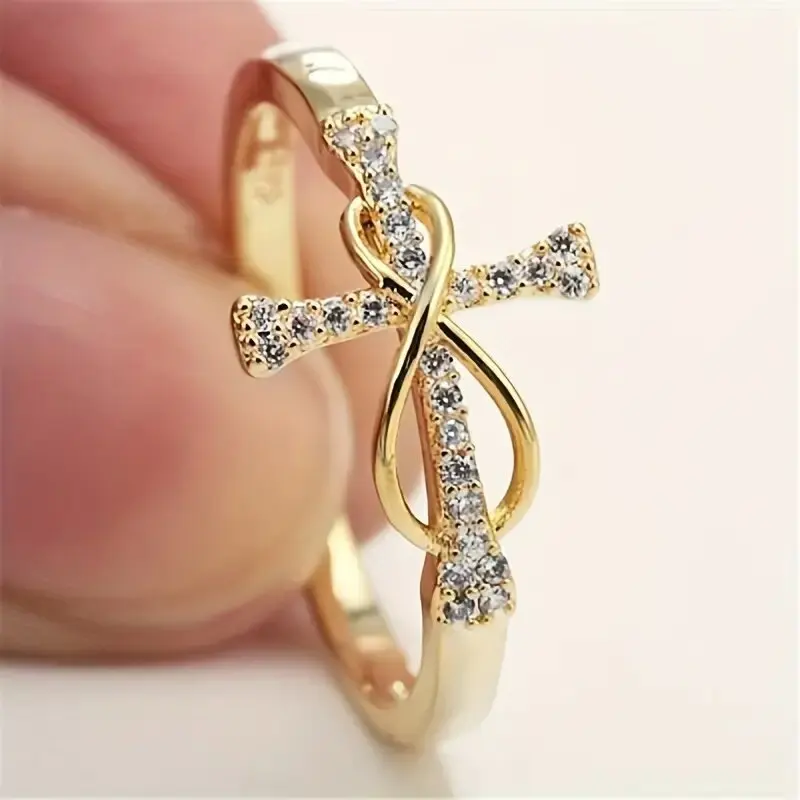 Douxsu Anello da donna con indice per nocche, argento incrociato