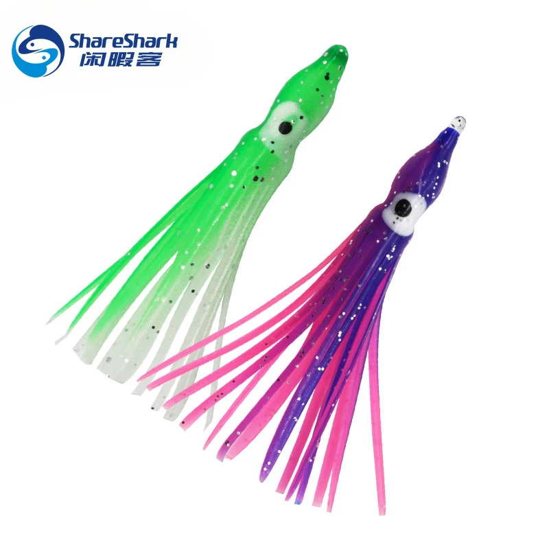 

10 PCS Glow Hoochie Squid Skirt Lures Soft Plastic Pink Octopus Squid Skirts Bait Multicolor Saltwater Fishing Squid Skirts
