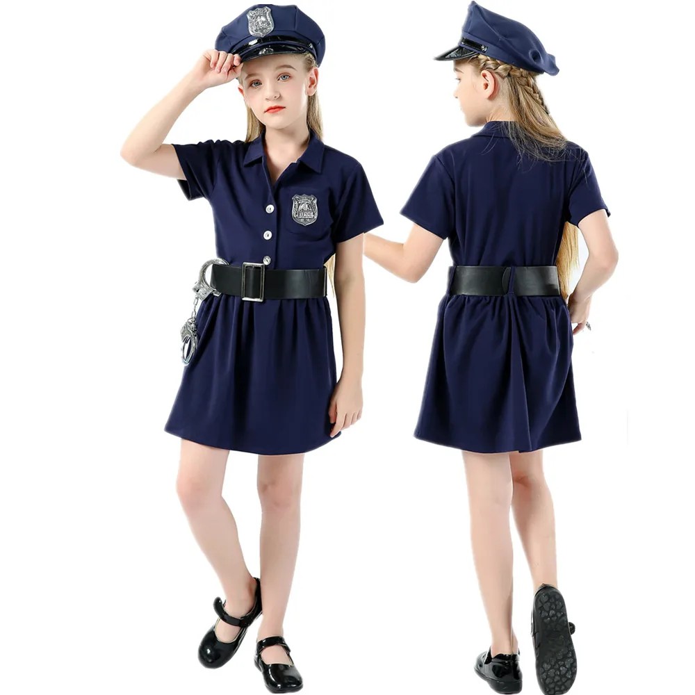 Kids Cop Police Officer Cosplay Costume Set Carnival Party Fancy Dress ...