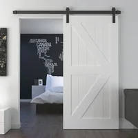 Wooden panel Room Door Modern Design Wood Veneer Sliding Barn Door for modern house Interior door 1