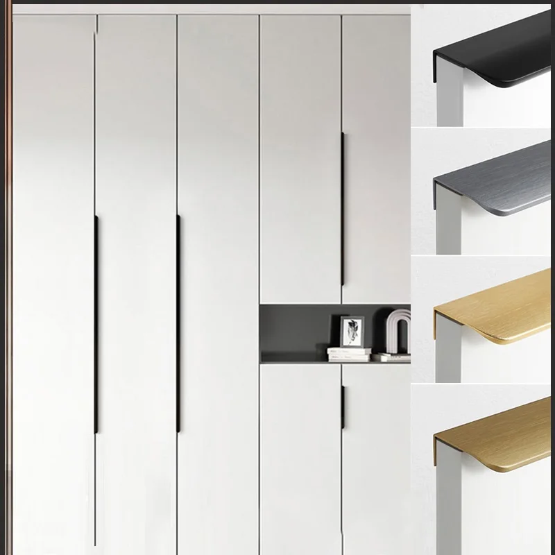 Minimally Designed Door Handles Invisible Non Perforated Wardrobe with Long Edges Black Handles Hidden Handles in Cabinets door handles