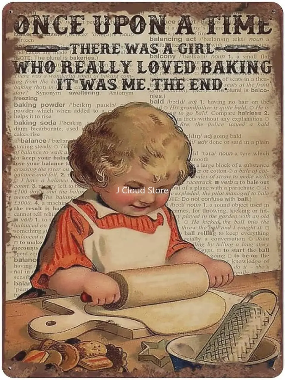 

Metal Sign Baking Girl Who Really Loved Baking Retro Metal Tin Sign Vintage Aluminum Sign for Home Coffee Wall Decor
