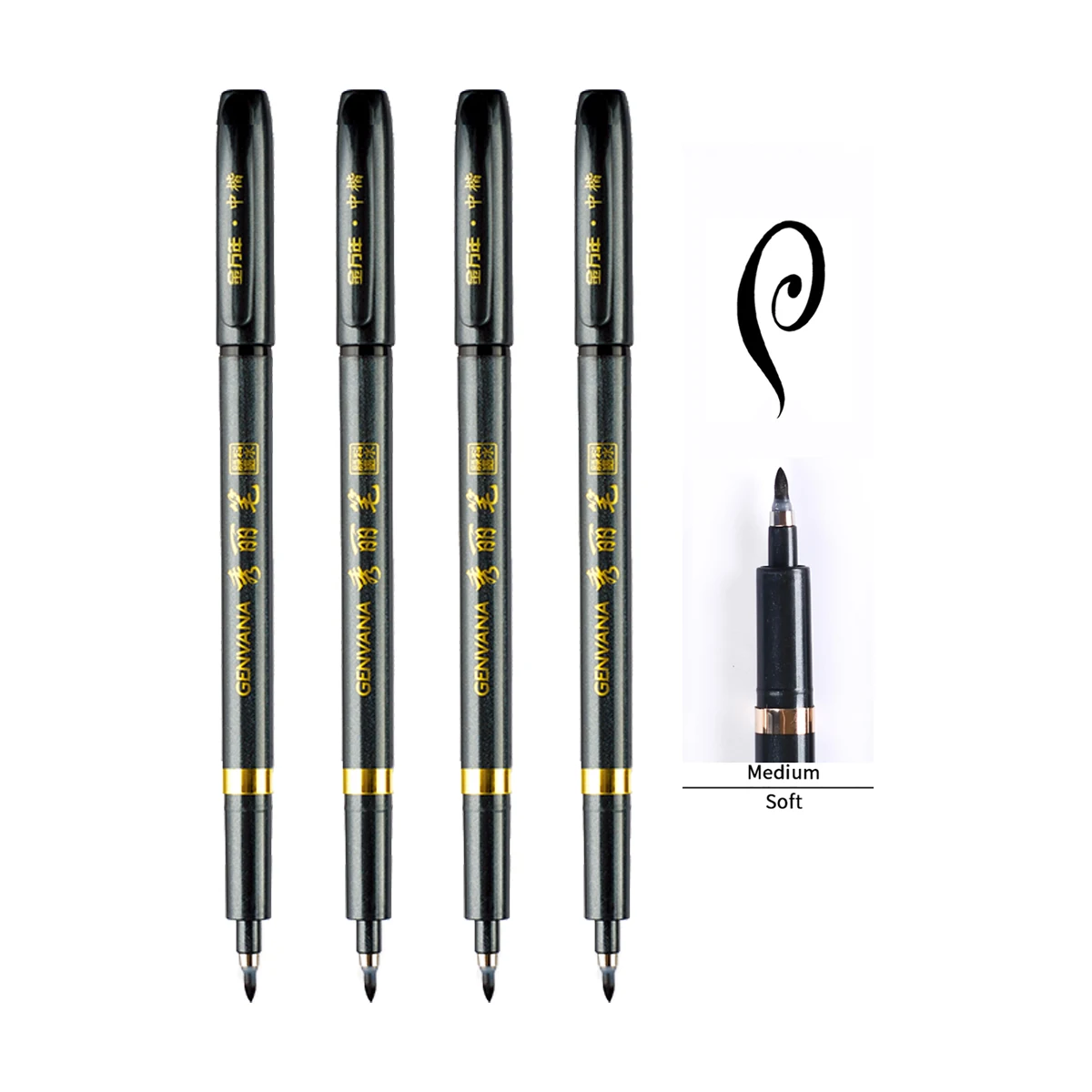 Eco-Friendly Refillable Calligraphy Brush Pen Set with Black Ink for Artistic and Everyday Use