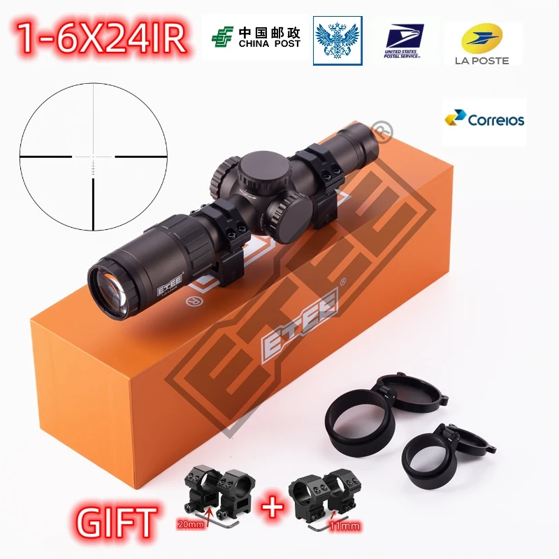 

ETEE Tactical Optics HD1-6X24IR Sniper Scopes Red Dot Scope Hunting Air Gun Accessories Suitable For 11/20mm Track Mounting